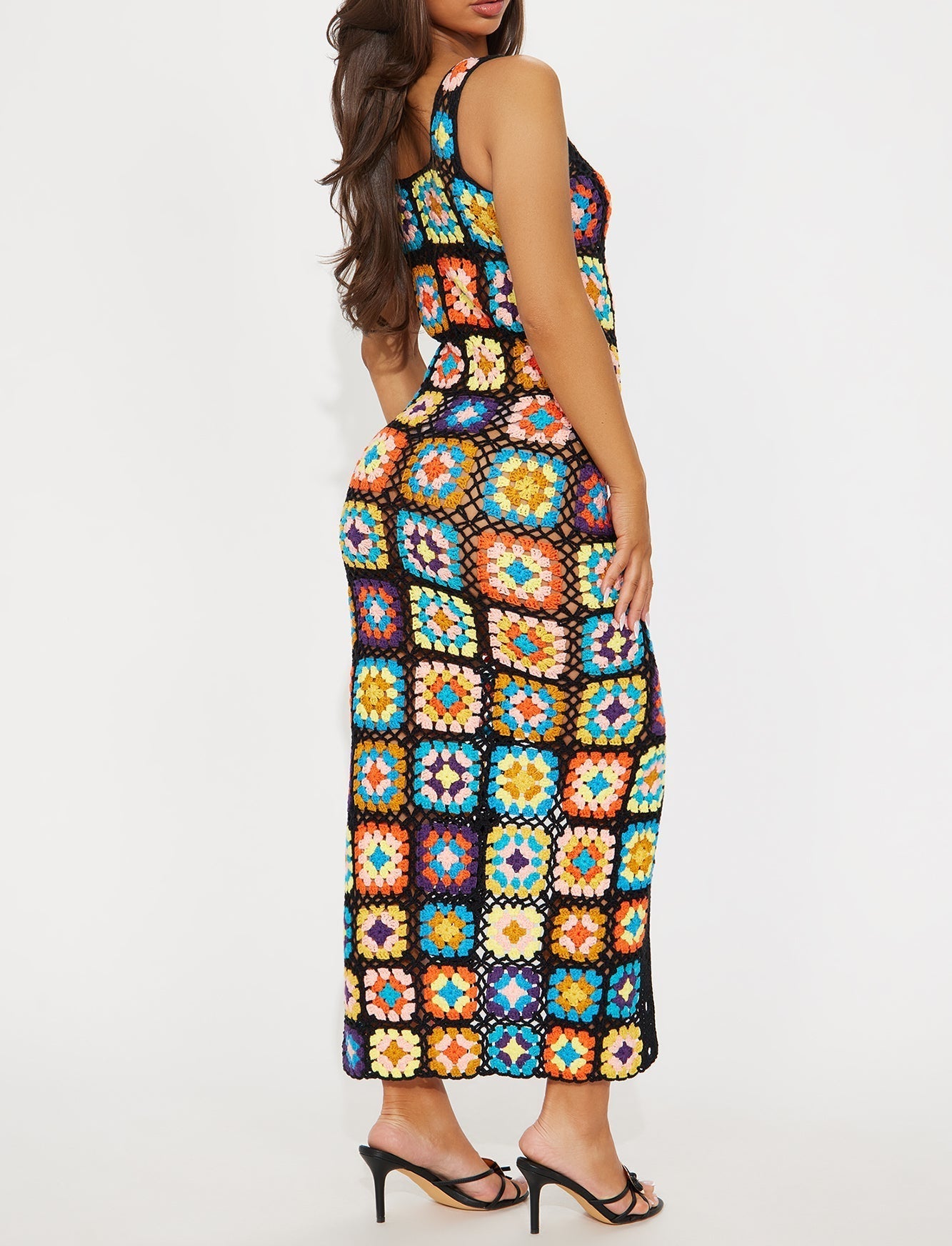 Marisol Crochet Maxi Dress - Black/combo