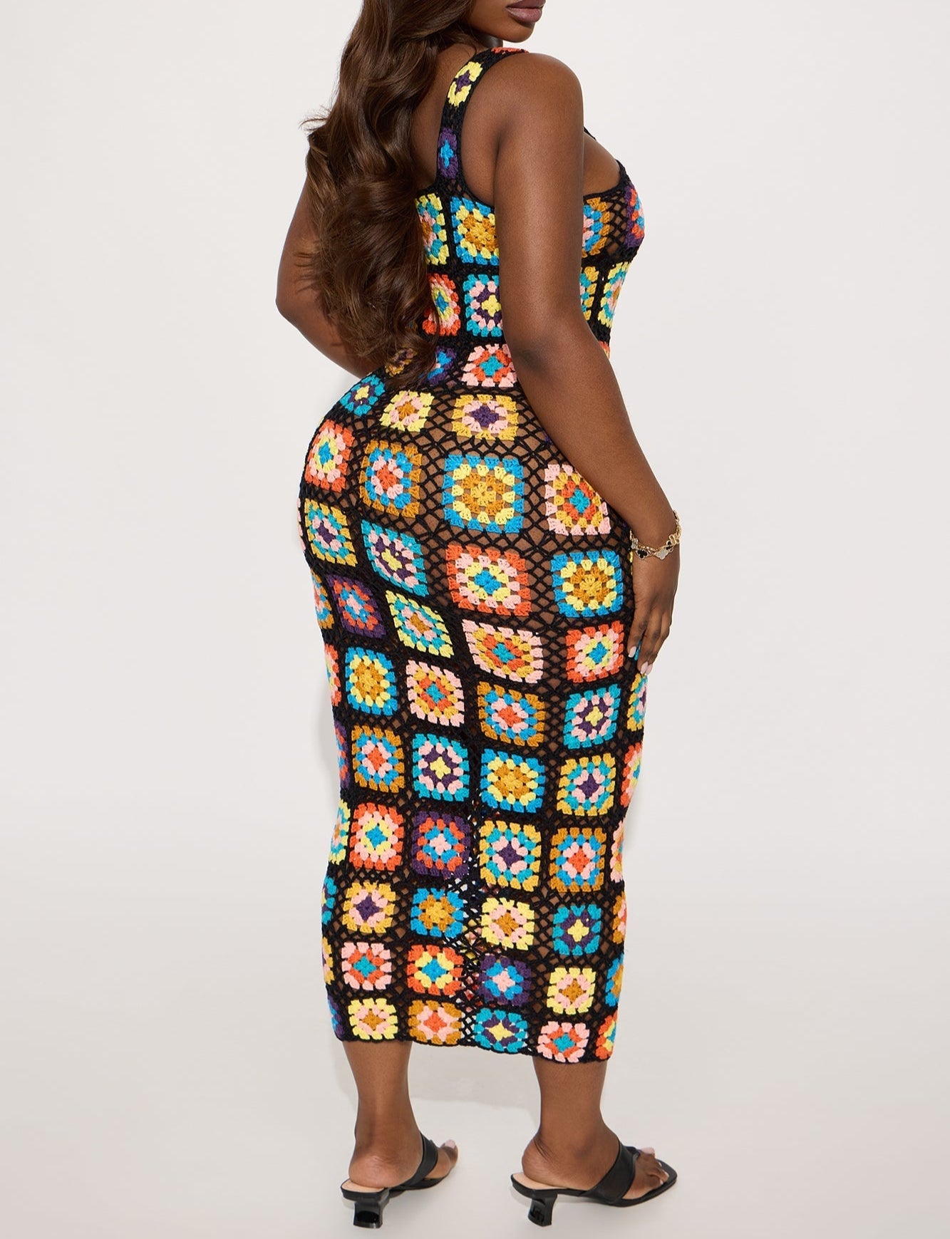 Marisol Crochet Maxi Dress - Black/combo