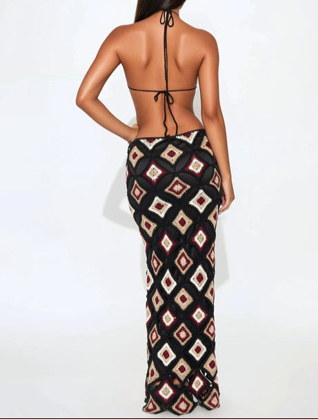 Eve Crochet Maxi Dress - Black/combo