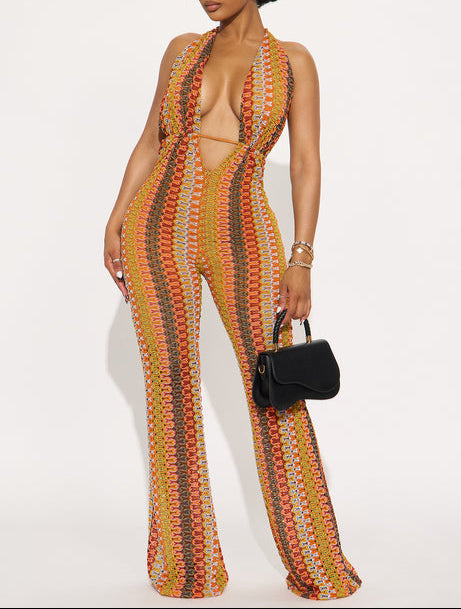 Sklyer Crochet Flare Jumpsuit