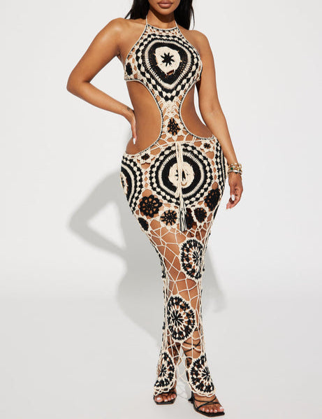 Lolita Crochet Maxi Dress - Cream/combo