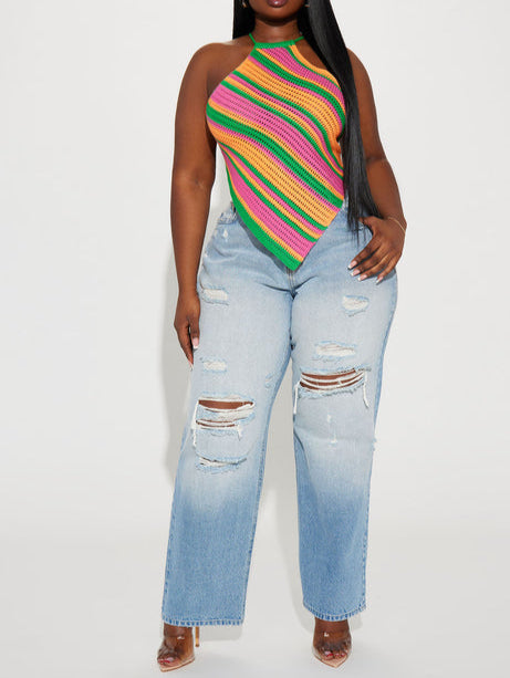 Swirl Crochet Top - Pink/combo