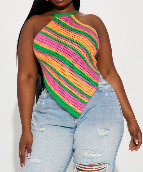 Swirl Crochet Top - Pink/combo